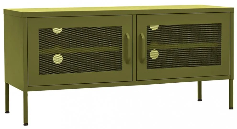 olívazöld acél TV-szekrény 105 x 35 x 50 cm