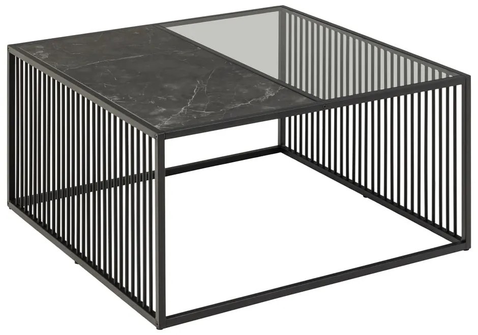 Fekete dohányzóasztal üveg asztallappal 80x80 cm Strington – Actona