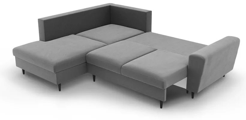 Világosszürke bársony kinyitható tárolóhelyes sarokkanapé (bal oldali-L alakú) Kyoto – Cosmopolitan Design