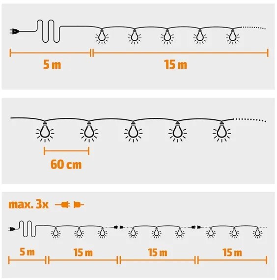 Brilagi - LED Kültéri dekoratív lánc GIRLAND 25xE12 20m fehér IP44 meleg fehér