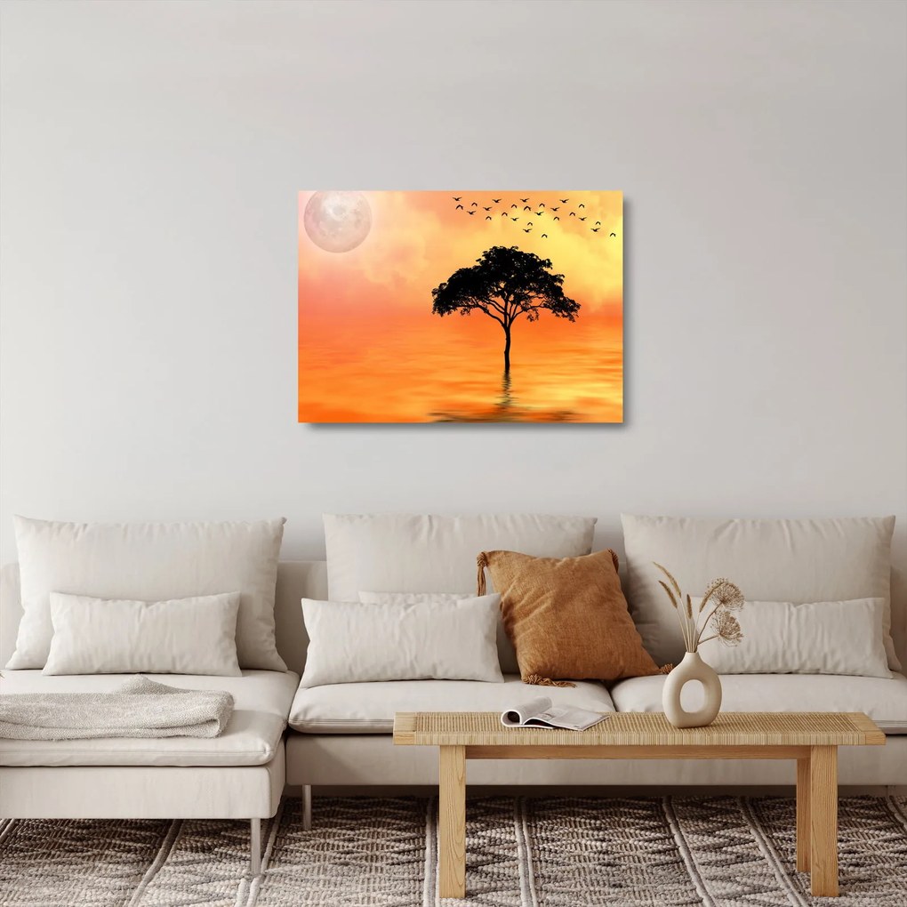 Kép egy fáról naplementekor (üvegen) (70x50 cm)