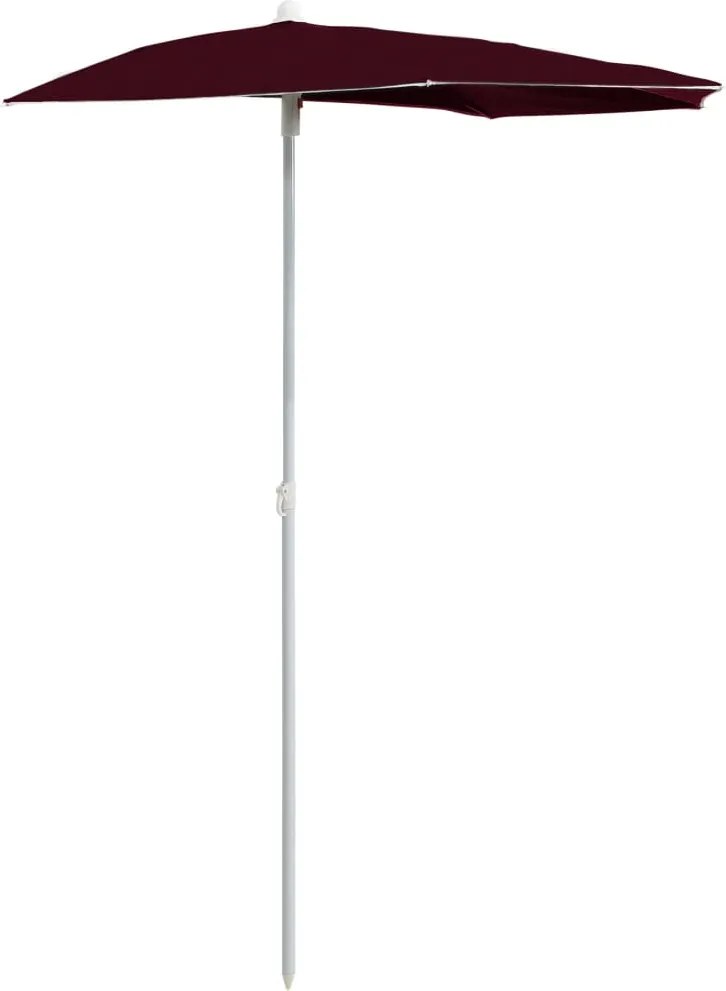 vidaXL bordó félköríves napernyő rúddal 180 x 90 cm