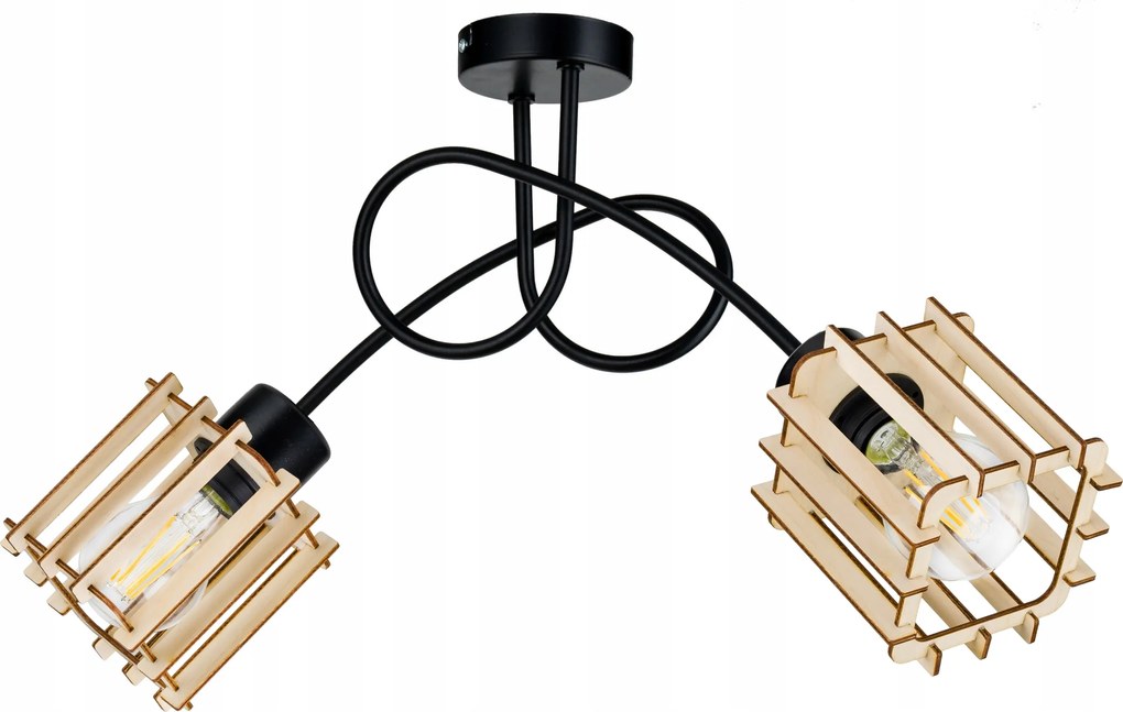 Mennyezeti Lámpa Függő CSillár Loft fa E27