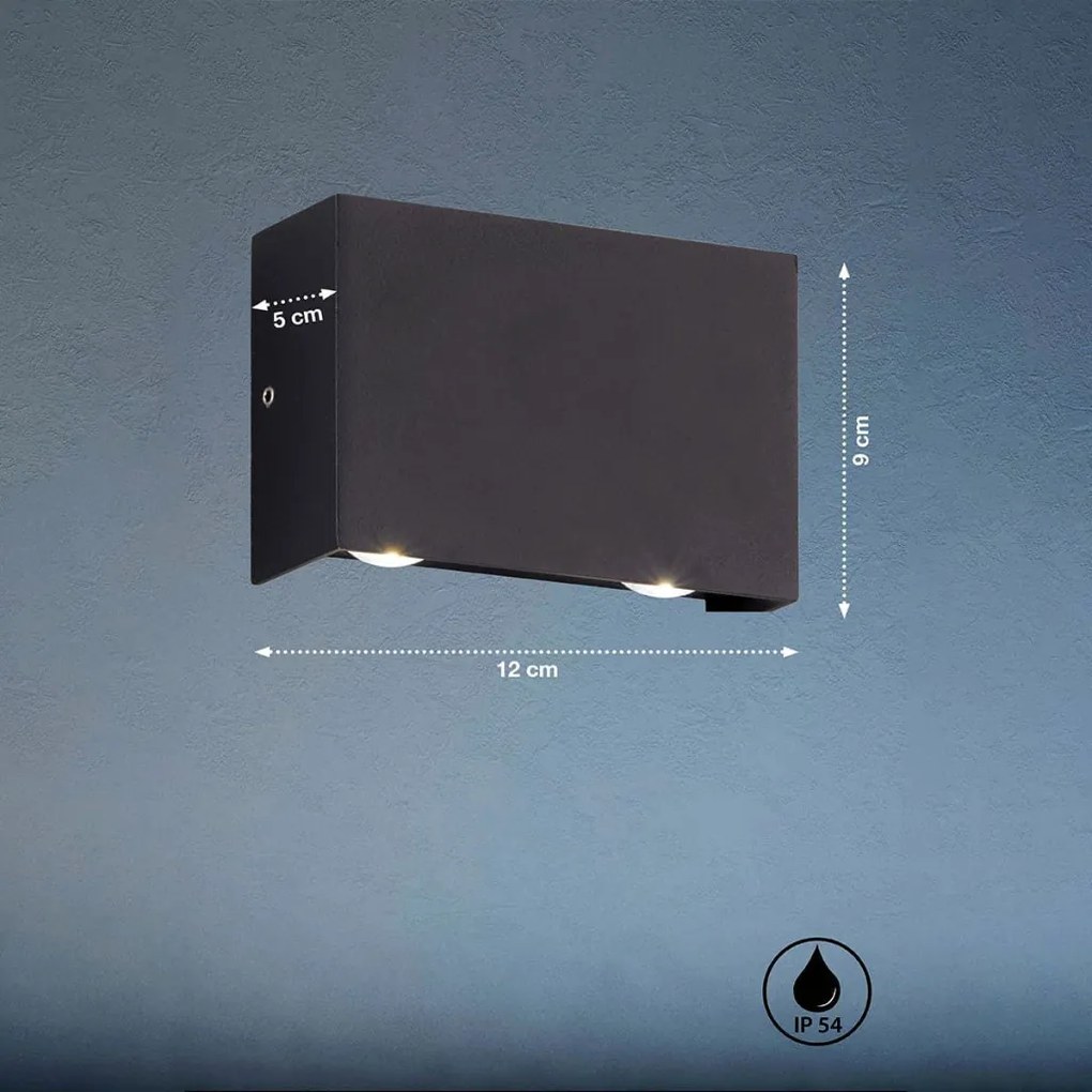 FISCHER&HONSEL 30378 NAIROBI Modern Kültéri Fali Lámpa Fekete LED IP54