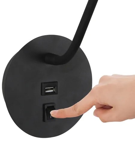 Brilagi - LED Rugalmas fali lámpa USB porttal MAYA LED/3W/230V fekete