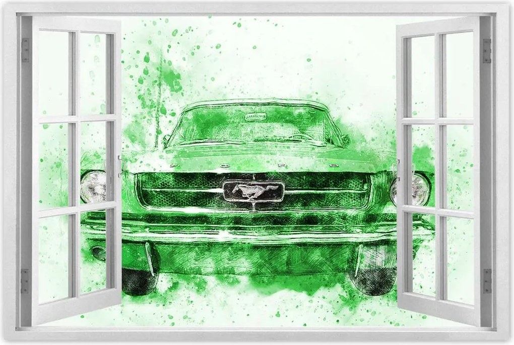 Poszterek 60x40 Zöld akvarell Mustang