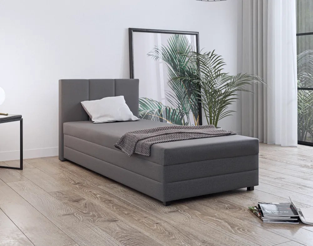 Boxspring ágy, egyszemélyes, szürke, 110x200, univerzális, ALEXA