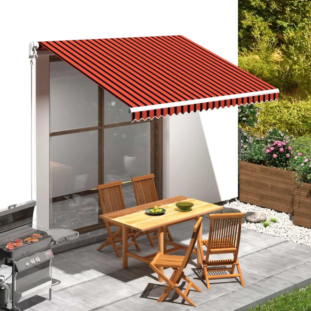 narancssárga és barna vászon napellenző tető 350 x 250 cm