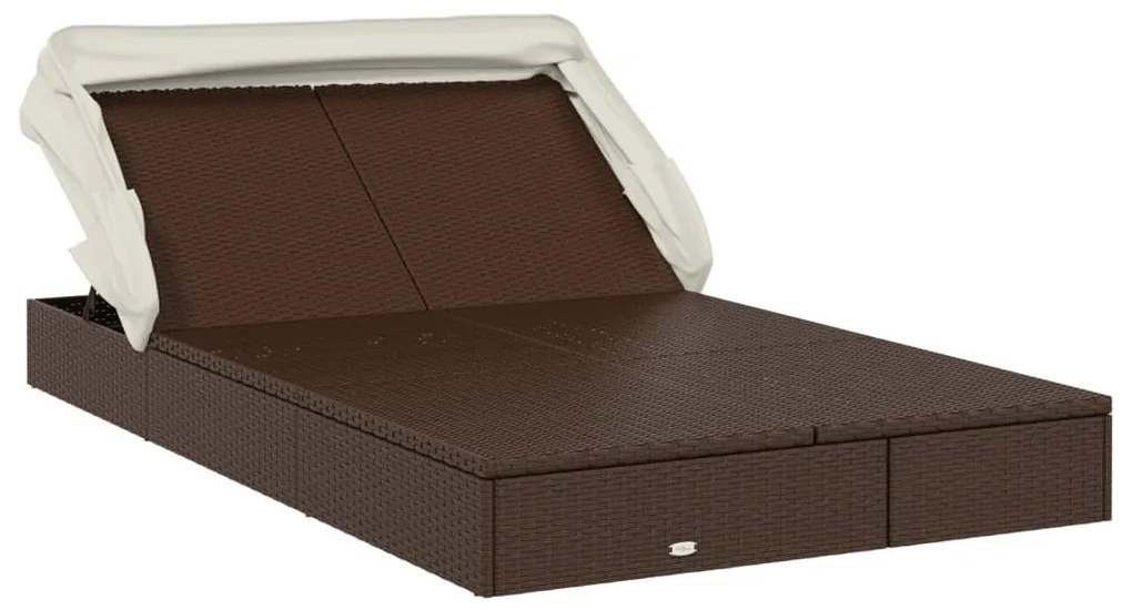 2 személyes barna polyrattan napágy tetővel 213 x 118 x 97 cm