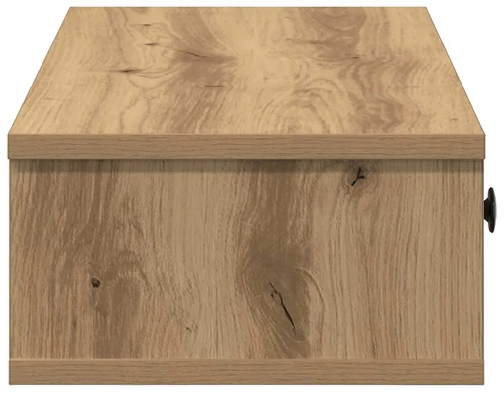 kézműves tölgy szerelt fa falipolc fiókokkal 100 x 37,5 x 19 cm
