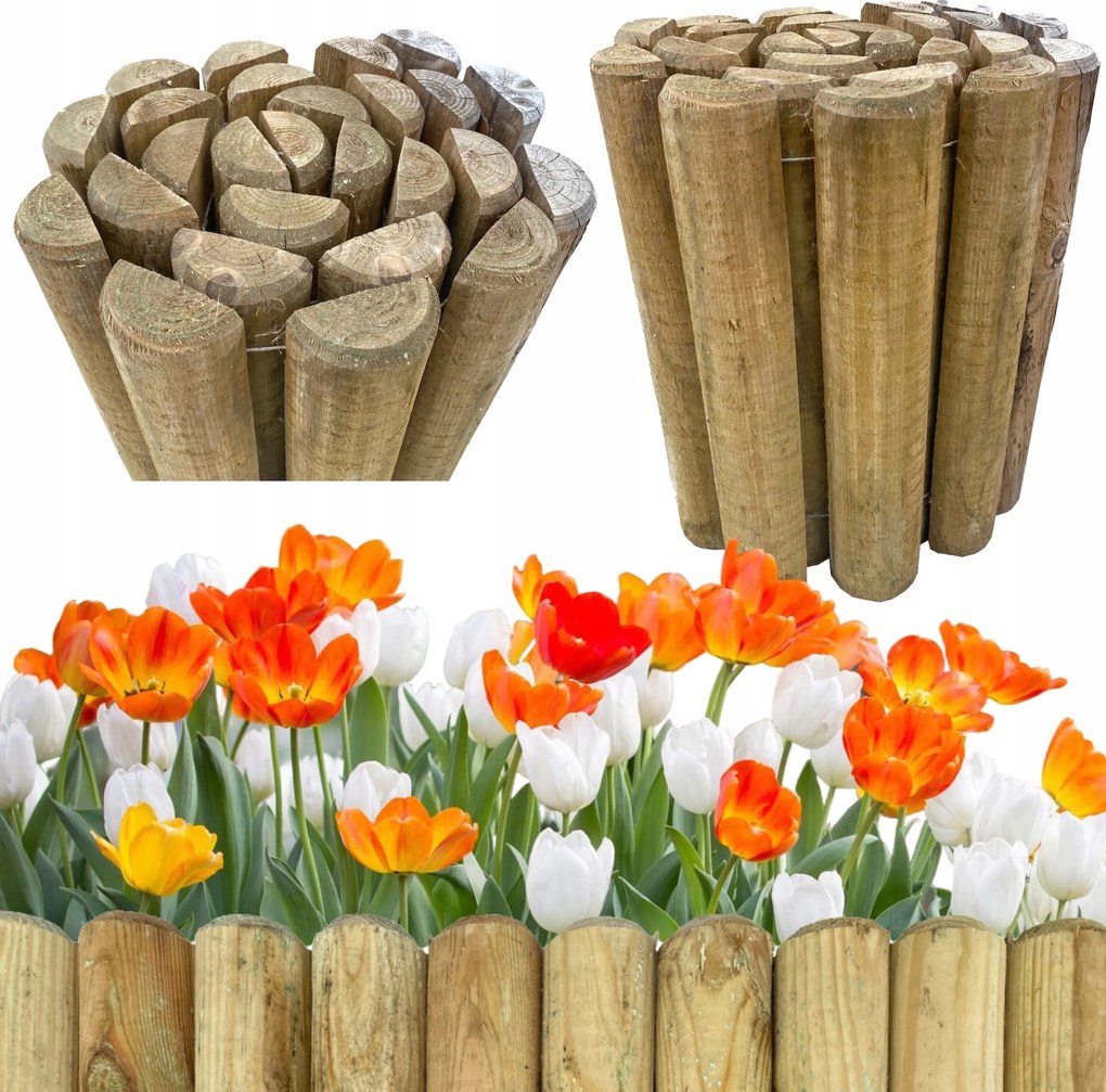 Rollborder 7x40x200 cm fa kerítés gyepszegély