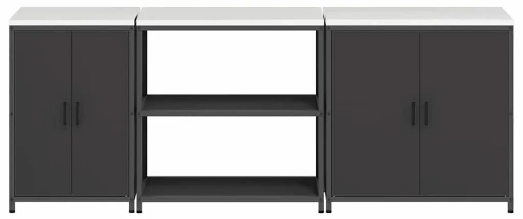 Konyhai Tároló Készlet polcokkal 3 pcs Fekete 240 x 50 x 92 cm