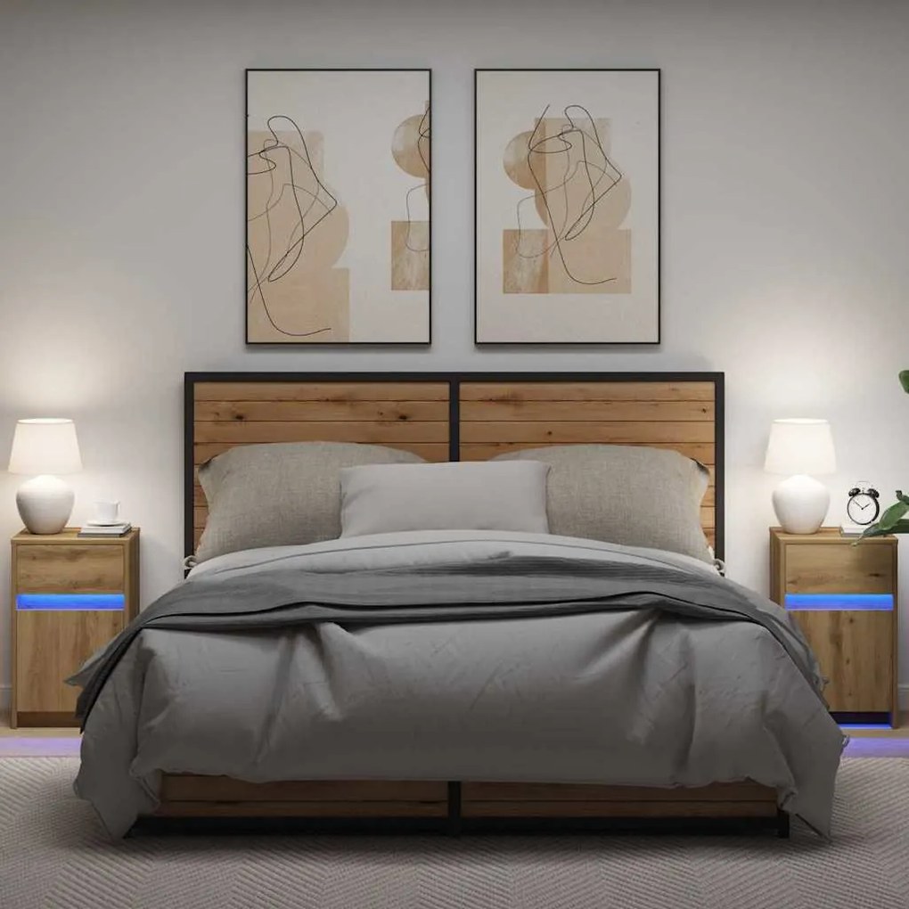 LED Éjjeli Szekrény 2 pcs kézműves tölgy 38 x 34 x 61 cm