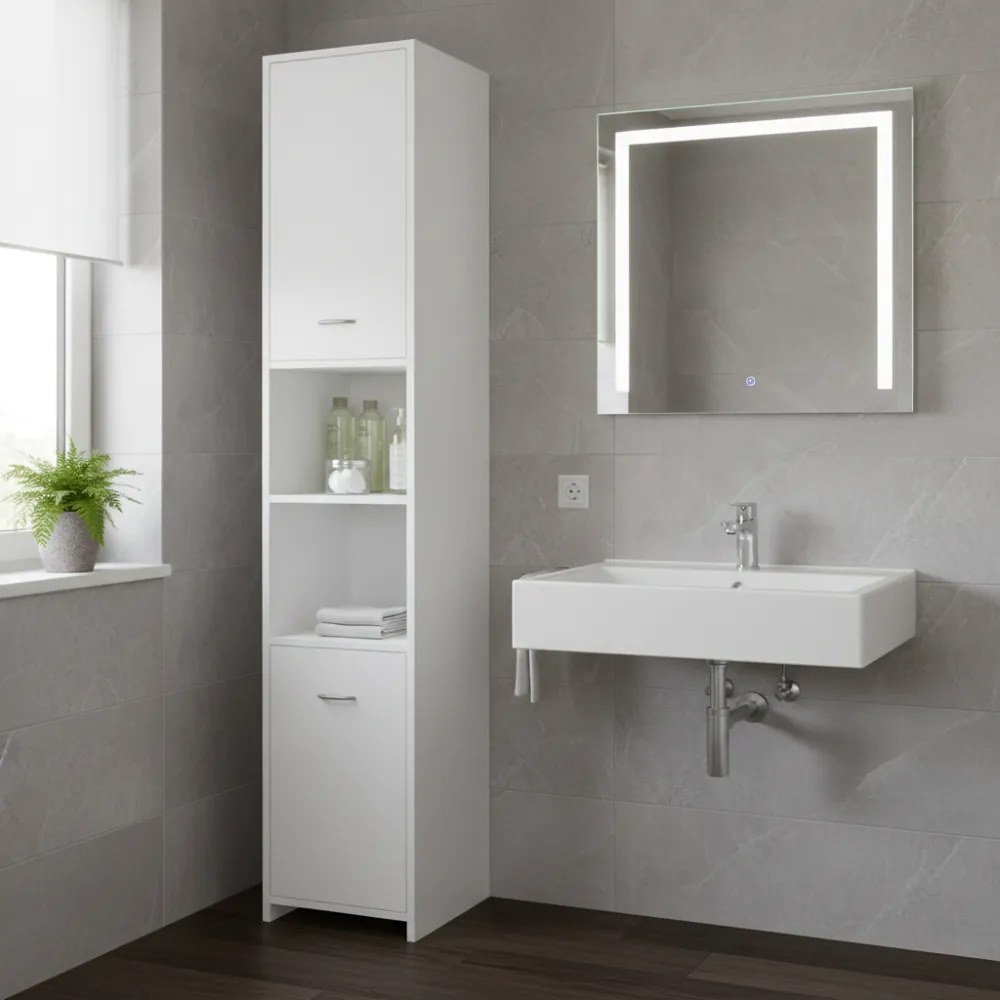 SILKE magas fürdőszobai szekrény, 180×30×30cm, fehér Casaria