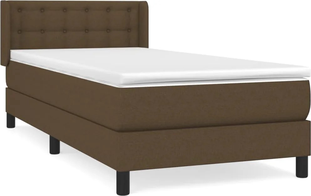 vidaXL sötétbarna szövet rugós ágy matraccal 80 x 200 cm