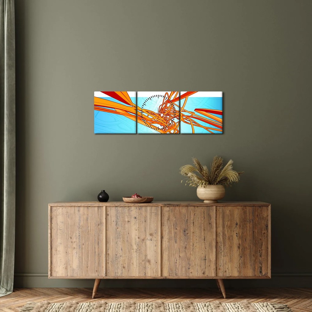 Kép - Összefonódó vonalak, absztrakciók (órával) (90x30 cm)