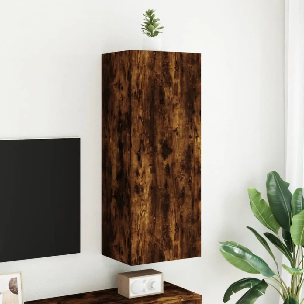 füstös tölgy színű szerelt fa fali TV-szekrény 40,5x30x102 cm