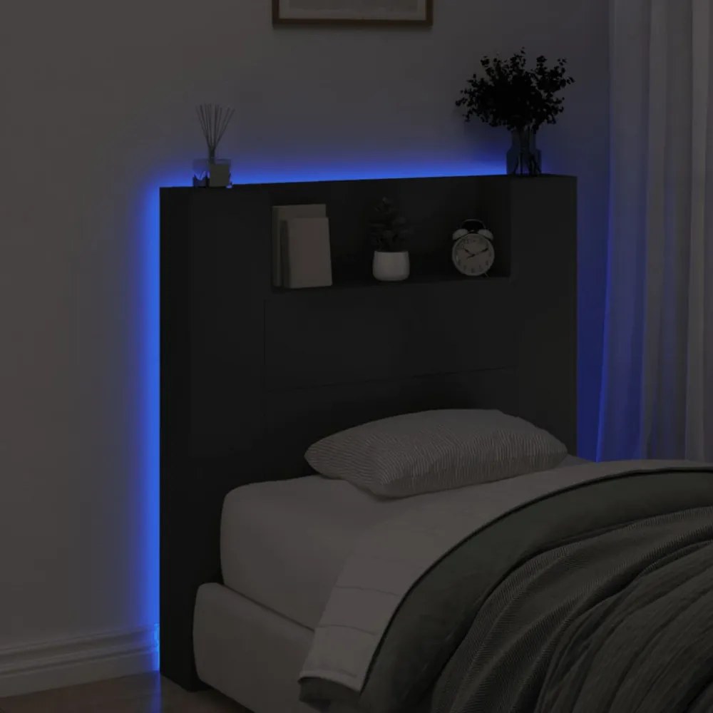 fekete áthidalószekrény LED-világítással 100 x 16,5 x 103,5 cm