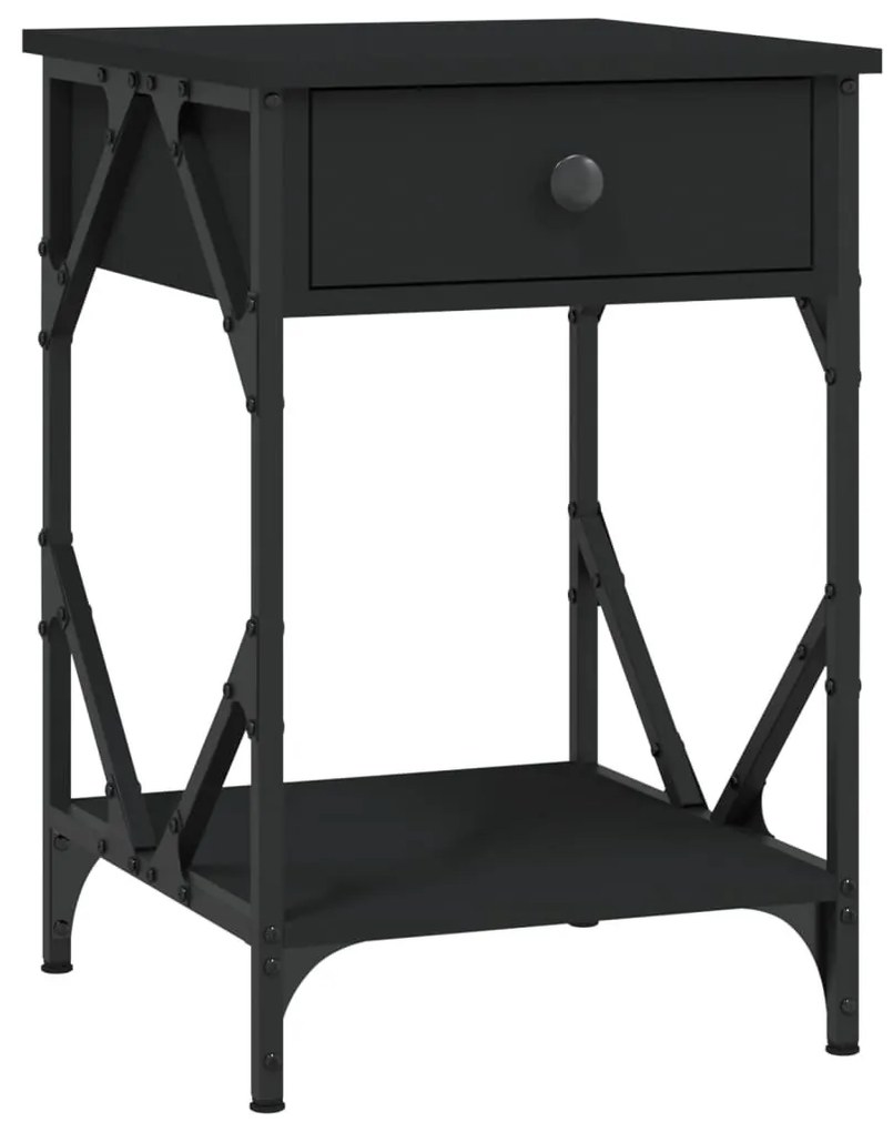 Fekete szerelt fa éjjeliszekrény 40 x 42 x 60 cm