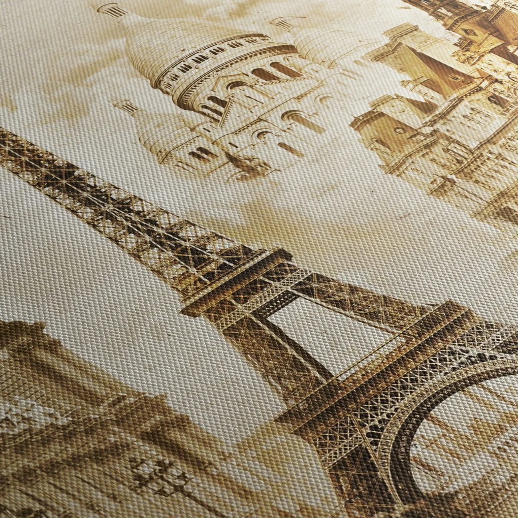 Kép - Párizsi műemlékek (órával) (90x30 cm)