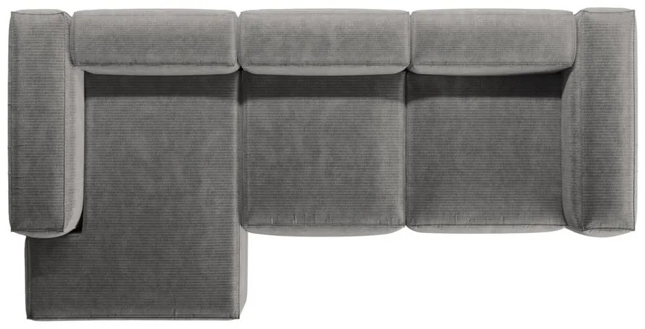 Világosszürke kordbársony sarokkanapé (bal oldali-heverő résszel) Bergamo – Cosmopolitan Design