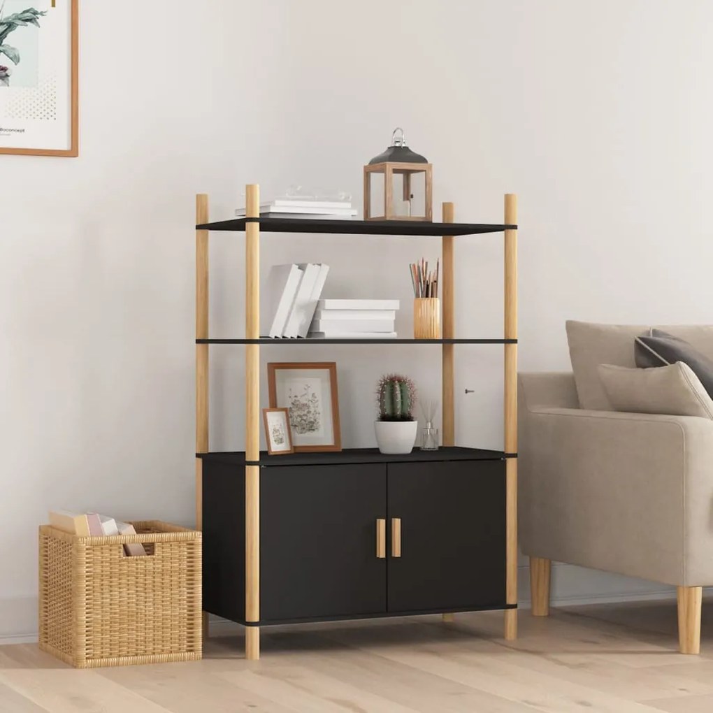 fekete szerelt fa magasszekrény 80x40x121 cm