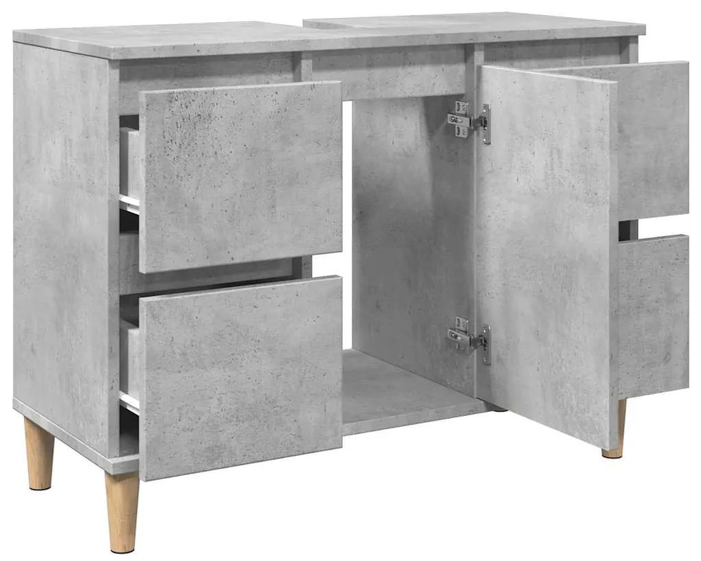 betonszürke szerelt fa mosdószekrény 80 x 33 x 60 cm