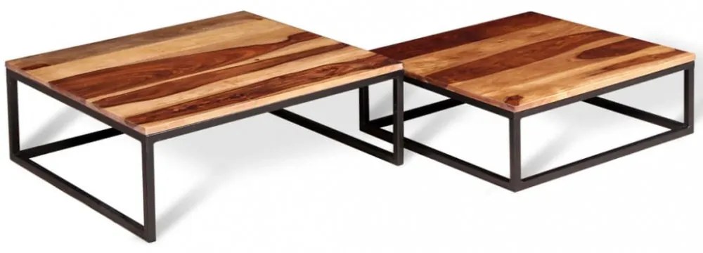 2 db egymásba tolható akácfából dohányzóasztal