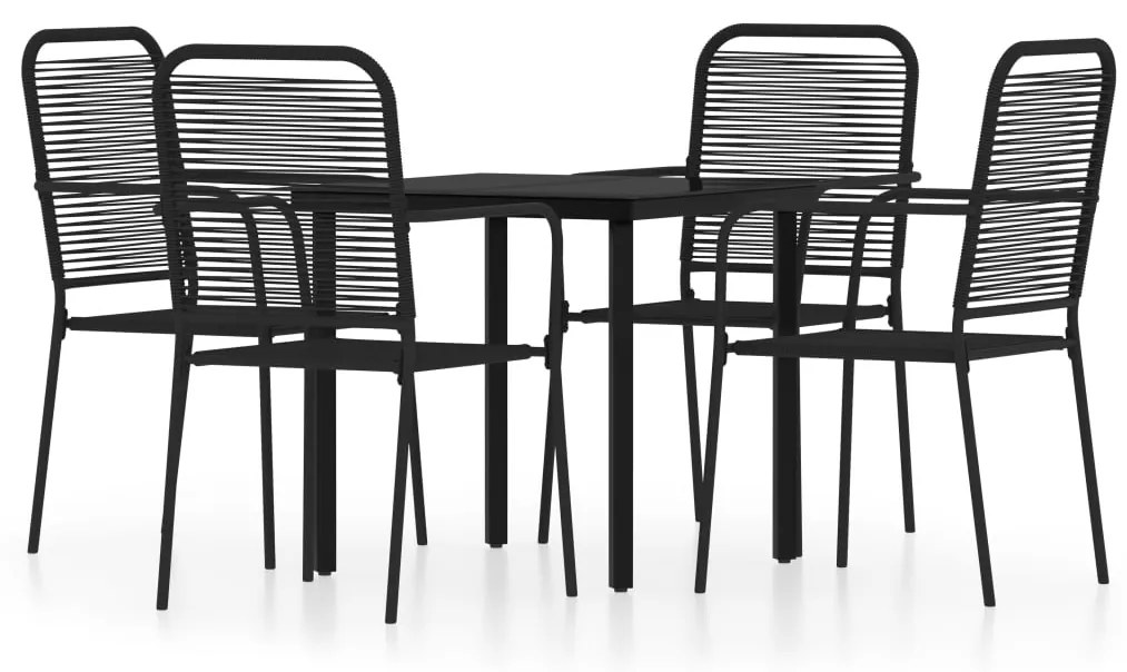 vidaXL 5 részes fekete kerti étkezőgarnitúra