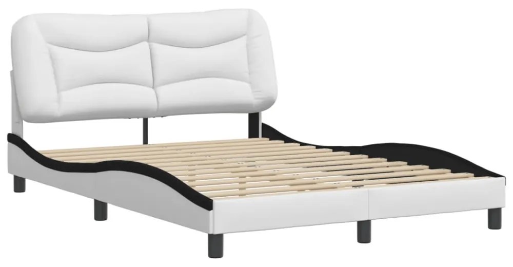 fehér és fekete műbőr ágykeret matrac nélkül Hvar 140 x 200 cm