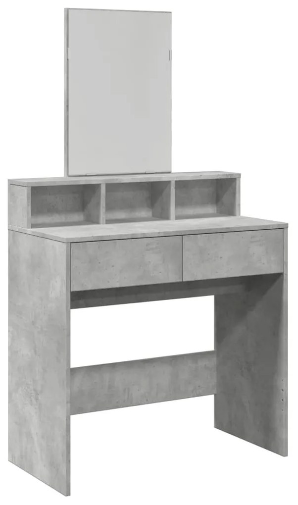 betonszürke fésülködőasztal tükörrel 80 x 41 x 144,5 cm