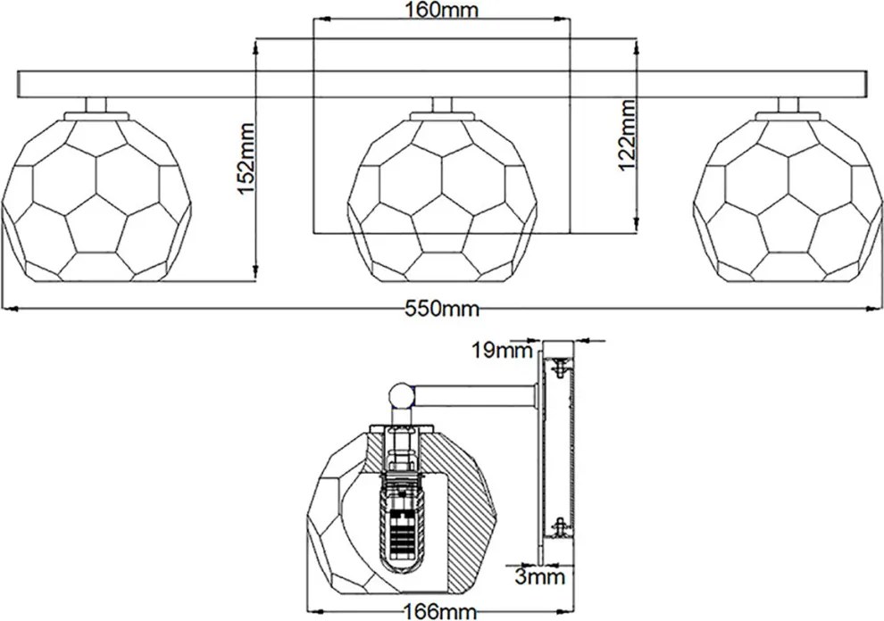 Quintiesse REGALIA QN-REGALIA3-PC-BATH Fali lámpa 3x3W/G9 3000k 900LM IP44