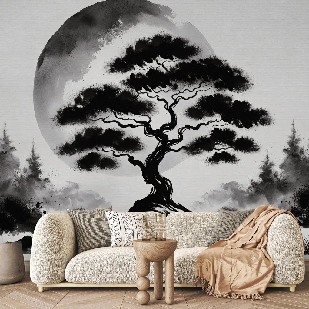 Fotótapéta - Fekete-fehér bonsai (147x102 cm)