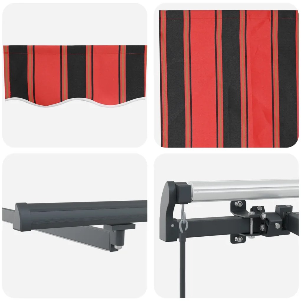 Manuális behúzható napernyő LED világítással Narancs és Barna 300x250 cm