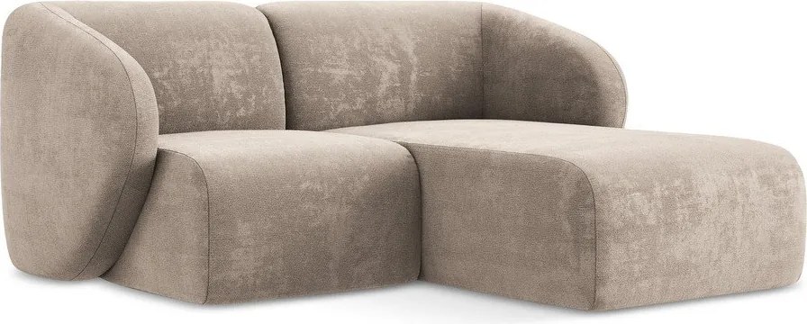 Világosbarna zsenília sarokkanapé (jobb oldali-heverő résszel) Lani – Makamii