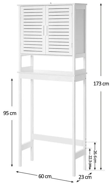 SONGMICS WC feletti tárolószekrény 23x60x173 cm, fehér