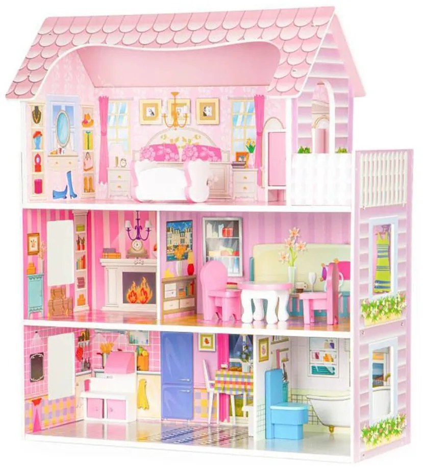 Nagy fa babaház + bútorok ECOTOYS