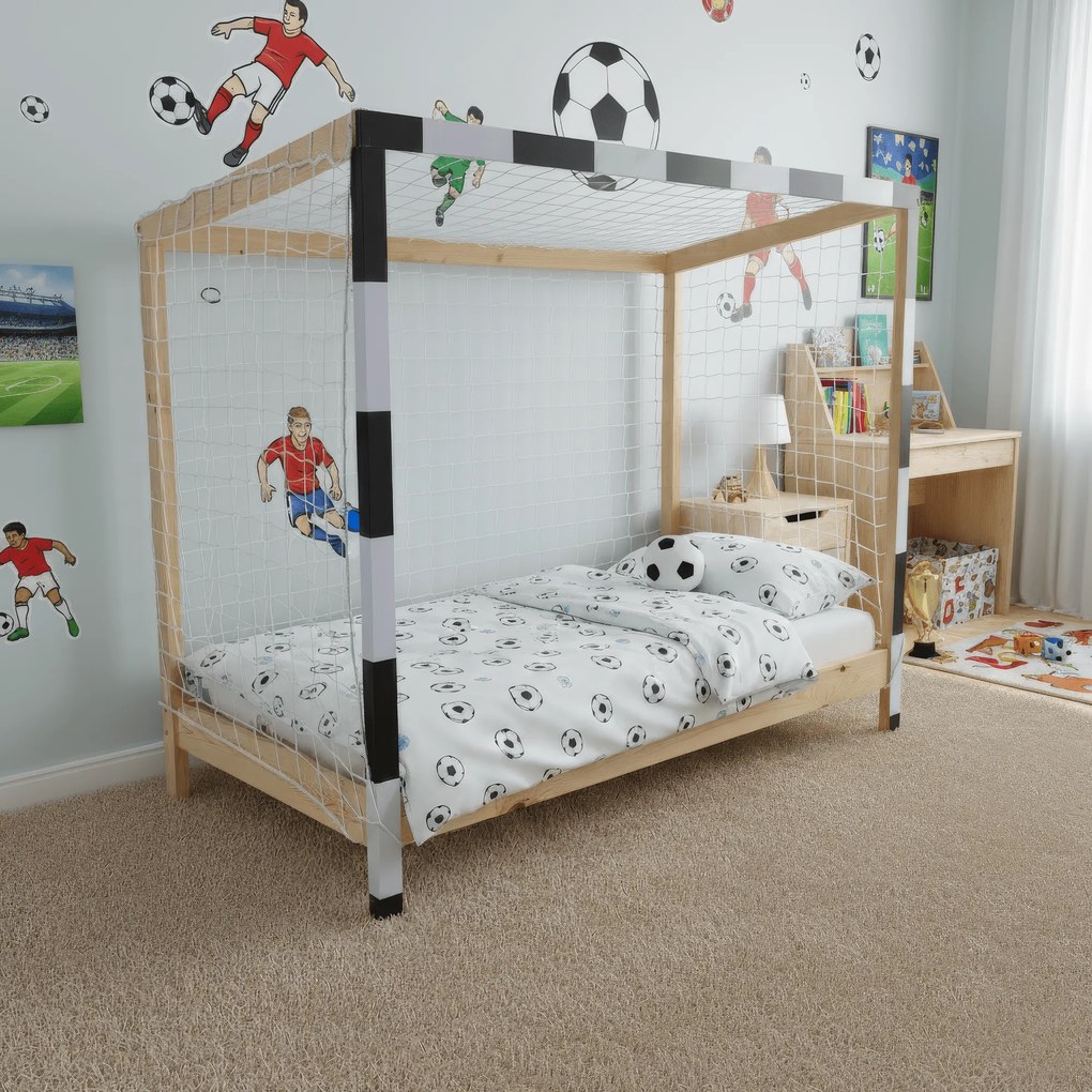 Montessori ágy, természetes/fehér/fekete, 90x200, FUTAL