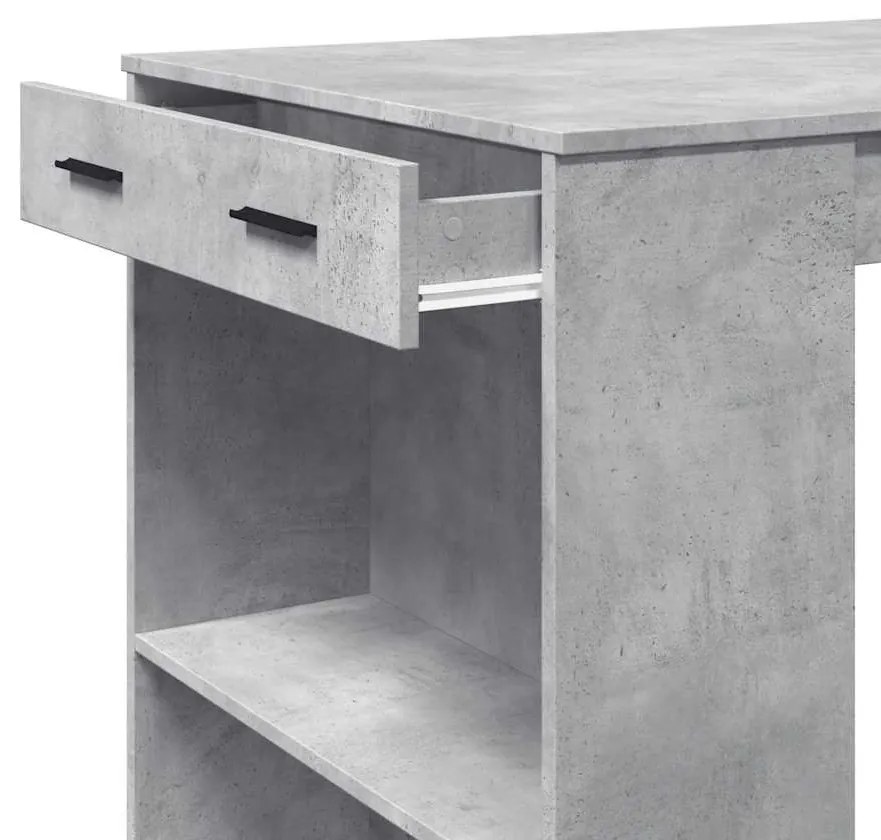 betonszürke szerelt fa bárasztal 102 x 70 x 103,5 cm