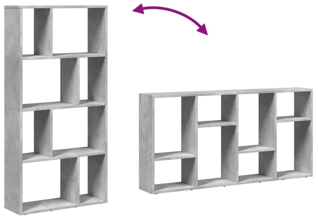 betonszürke szerelt fa könyvespolc 60 x 20 x 120 cm