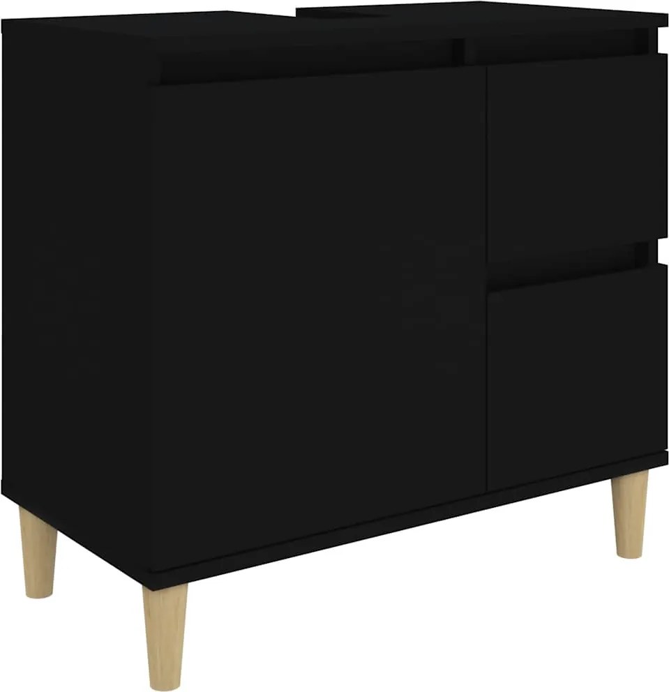 vidaXL fekete szerelt fa fürdőszobaszekrény 65 x 33 x 60 cm