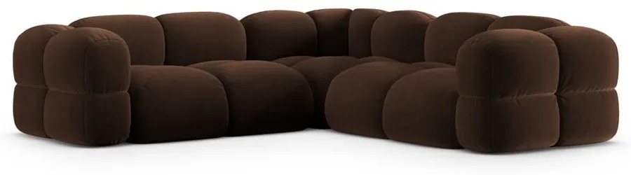 Sötétbarna bársony sarokkanapé Loretto – Cosmopolitan Design