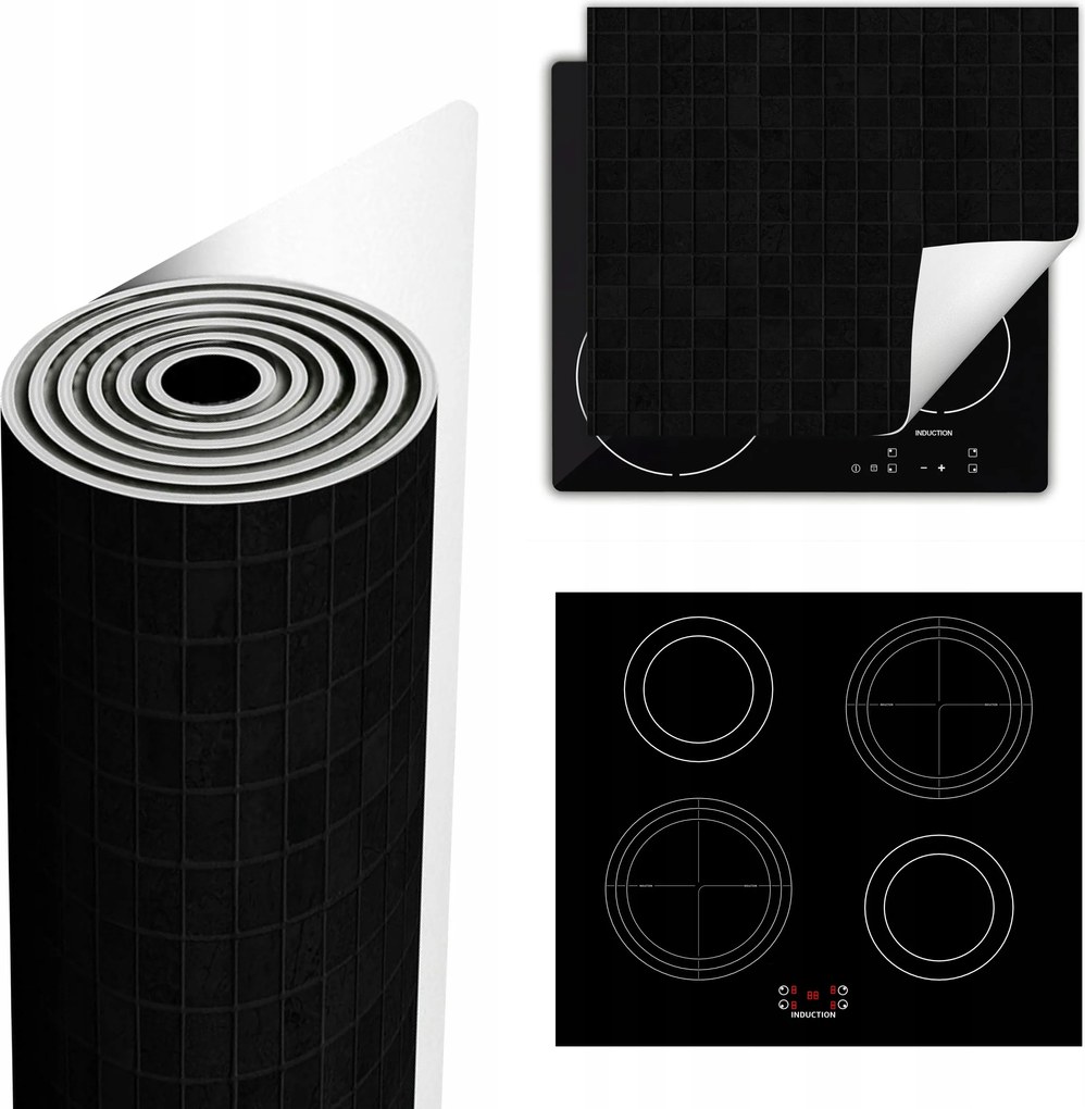 Tűzhelyvédő Szőnyeg Több Helyet Biztosít 60x52 fekete lemez