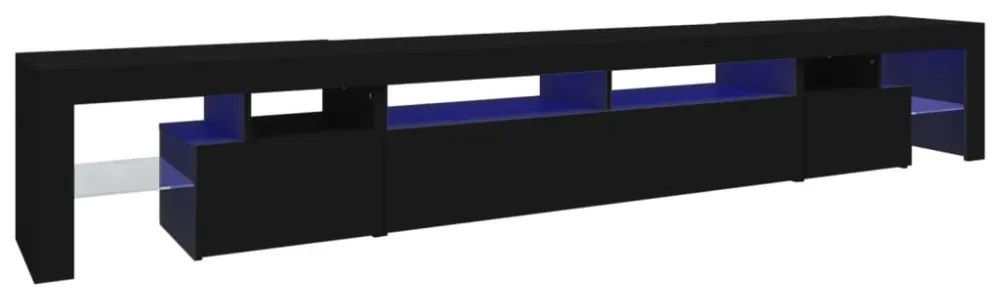 fekete TV-szekrény LED-világítással 260x36,5x40 cm
