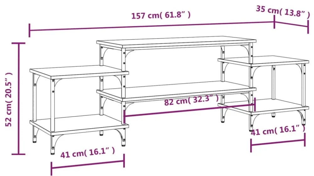 fekete szerelt fa TV-szekrény 157x35x52 cm