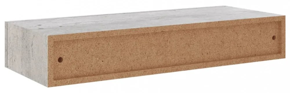 2 db betonszürke MDF falra szerelhető fiókos polc 60x23,5x10 cm