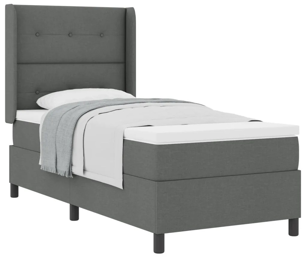 Boxspringágy matraccal Sötétszürke 100x200 cm Szövet