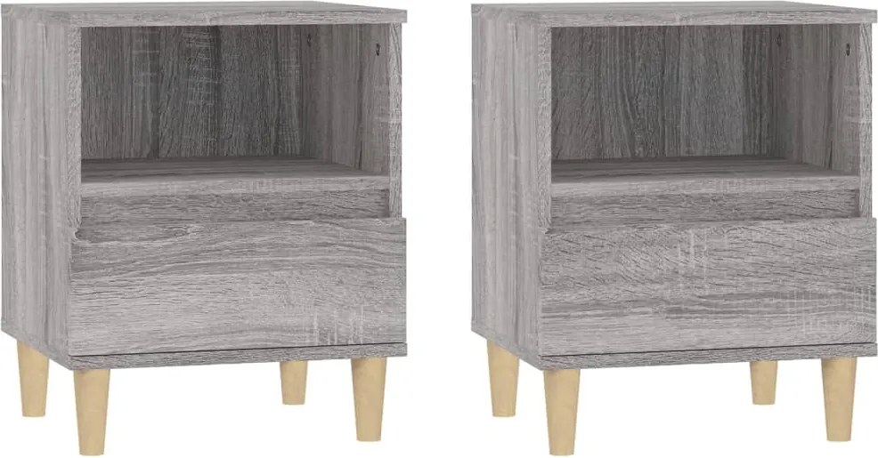 vidaXL 2 db szürke sonoma színű éjjeliszekrény 40x35x50 cm