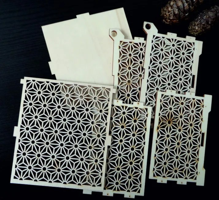 Vintage doboz fából - Könnyű, méret: 12,6x12,6x8,2 cm, félkész - leszállított leszerelés