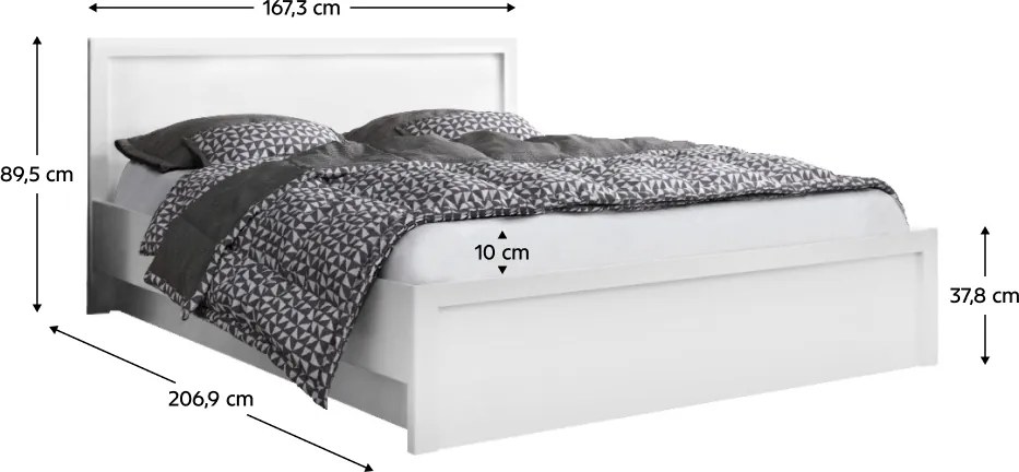 Ágy tárhellyel, 160x200, fehér, JESI NEW
